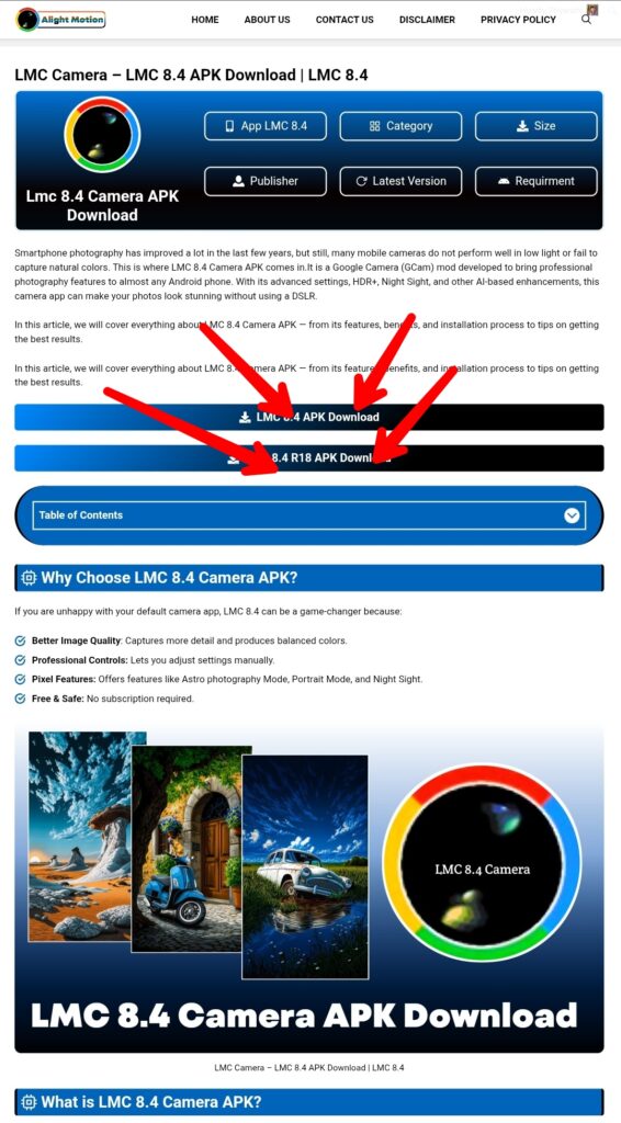 Download Button LMC Camera